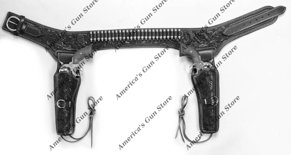 Triple K #50 & #40 Left and Right Texan Western Holsters and Charro Double  Drop Belt Rig